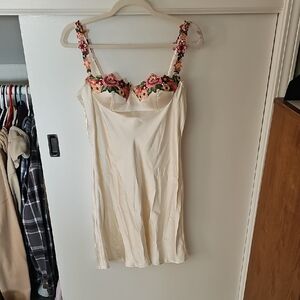 Selfie Leslie Oyster Dress with Floral Accents